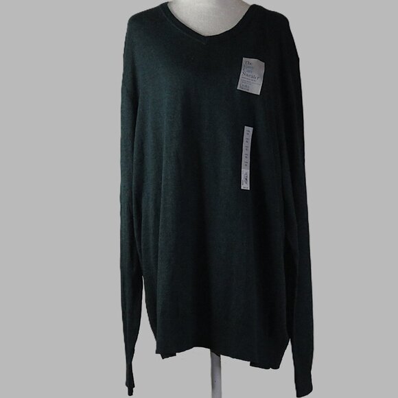 NWT Croft & Borrow Men's V-Neck Green Sweater Size 2X (C436) - Picture 2 of 7